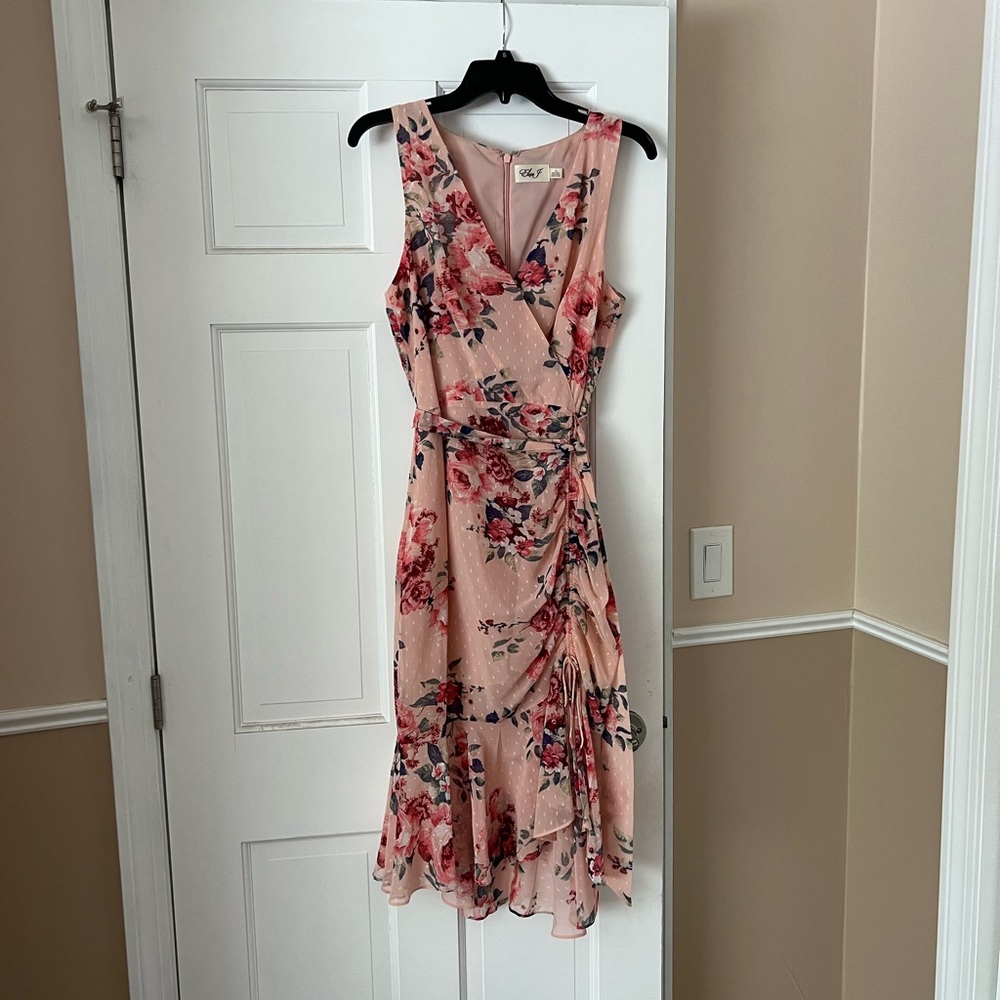 Eliza J Floral Ruched Chiffon Faux